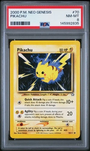 2000 POKEMON NEO GENESIS #70 PIKACHU PSA 8