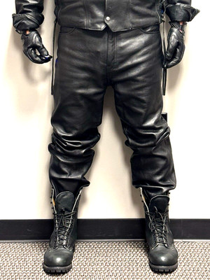 Coleman Echtes Leder Black Leather Men's Boot Cut Jeans Pants size 34