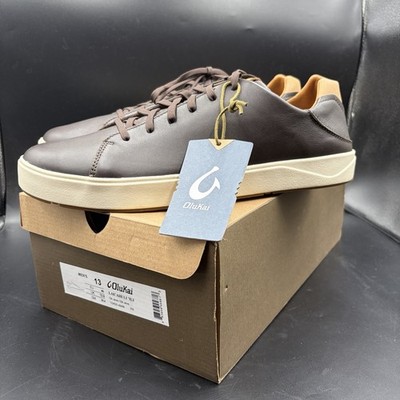 OluKai Lae'ahi Li 'Ili Mens Leather Sneakers Dark Java Brown Size 13 NEW