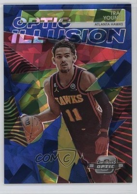 2022 Panini Contenders Optic Illusion Blue Cracked Ice Prizm /75 Trae Young 9o3