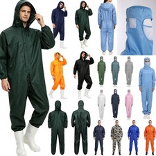 US Unisex Adult Dustproof Hooded Coverall Long Sleeve Loose Waterproof Workwear