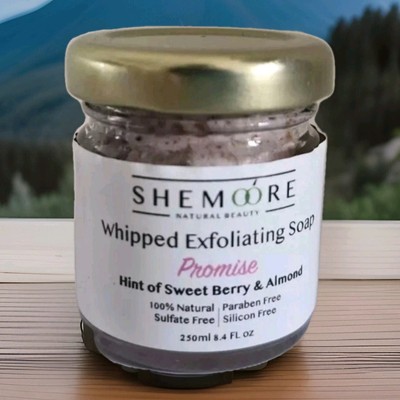 Shemoore Whipped Peeling Seife, Hauch von süßen Beeren & Mandeln, Körperhygiene 