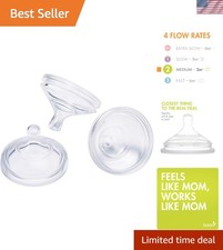 Nursh Baby Bottle Nipples in Silicone - Extra Slow Flow, 3 Count for New Parents