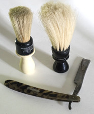 Vtg Shaving lot bristle Brushes-Hardright Rubberset Straight Razor Manhattan