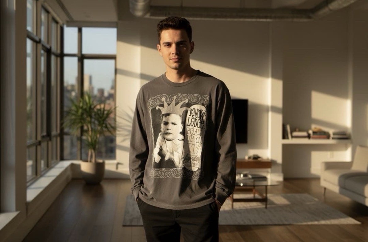 Stussy World Tribe Long Sleeve Tee M Gray Fade 00s Photo Graphic
