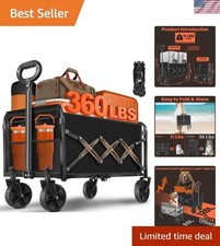 Heavy Duty Collapsible Grocery Wagon Cart - 360 lbs with All-Terrain Wheels