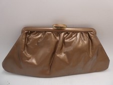 VINTAGE 1960s COPPER BROWN VINYL HANDBAG CLASSIC CASE HAND BAG