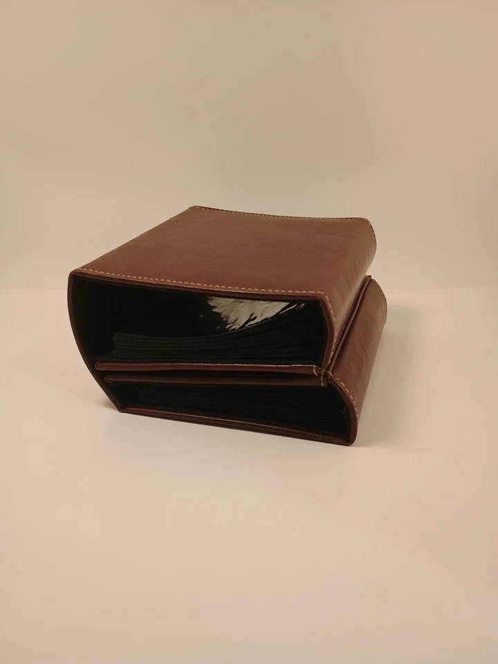 Álbum de fotos doble doble de cuero granate/rojo/marrón contiene fotos de 4x6 Foto 2 de 4