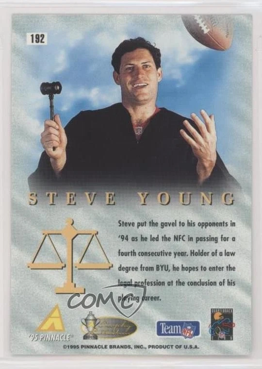 1995 Pinnacle Artist's Proof Steve Young #192 HOF - Image 2 of 2
