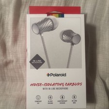Polaroid Wired In-Ear Earbuds 3.5mm Noise Isolating Mic White/Silver 1.2m