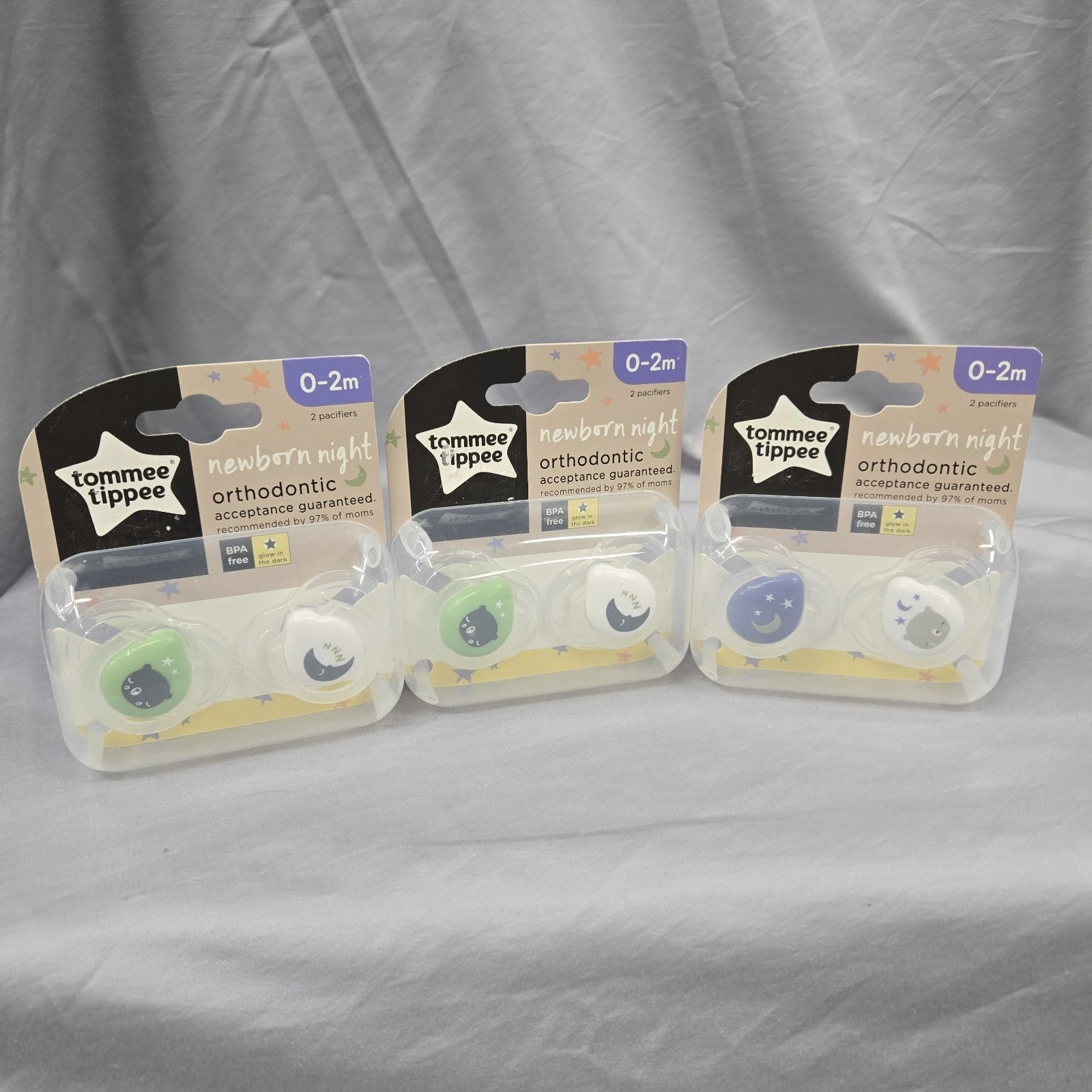 Tommee Tippee Baby Newborn Pacifier Night Time Binky Ortho 0-6m 6Pk Blue Space
Opens in a new window