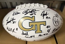 2025 GEORGIA TECH YELLOW JACKETS TEAM SIGNED LOGO FOOTBALL W/COA HAYNES KING