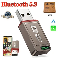 2in1 Mini Wireless Carplay Android Auto Adapter w/Box Plug&Play Wireless Dongle