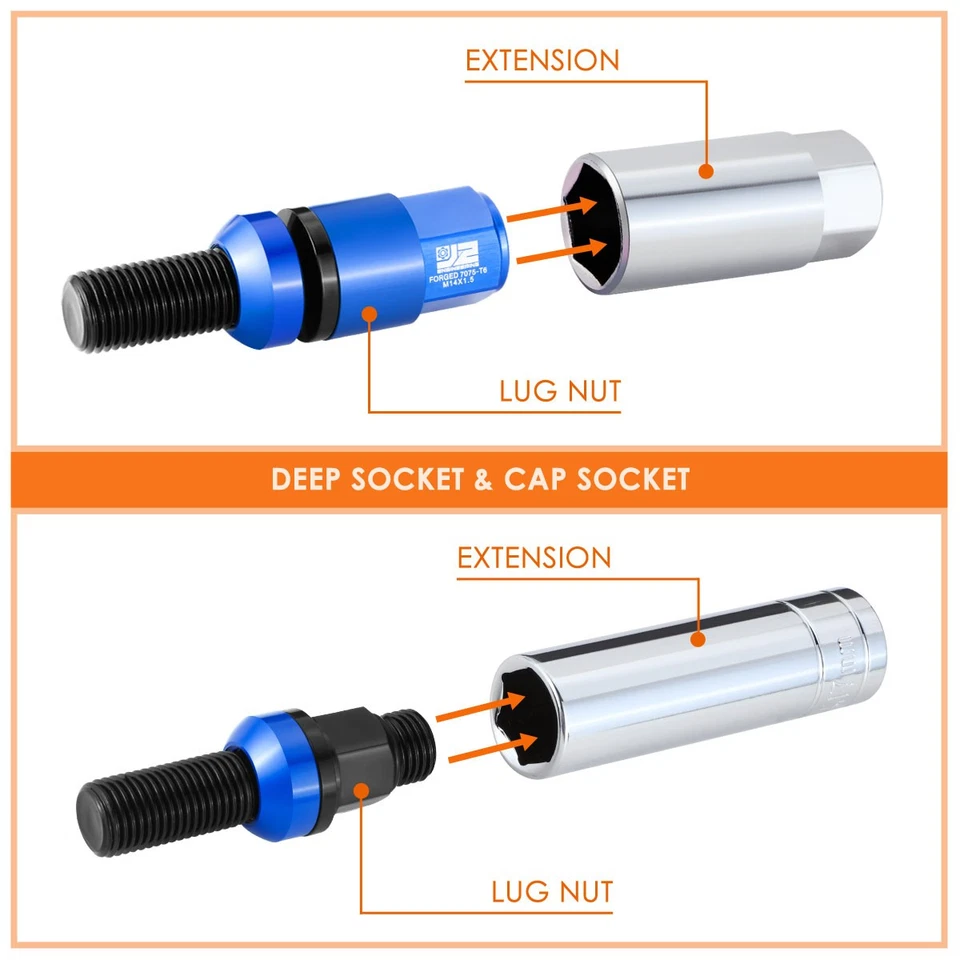 J2 Blue 20 PCS M14 x 1.5 Removable Cap Closed End Lug Bolts for Mercedes-Benz - Image 4 of 4