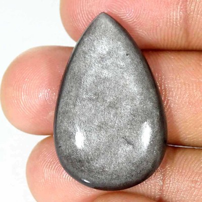 25.80Cts Natural Sheen Silver Obsidian Pear Cabochon Loose Gemstone