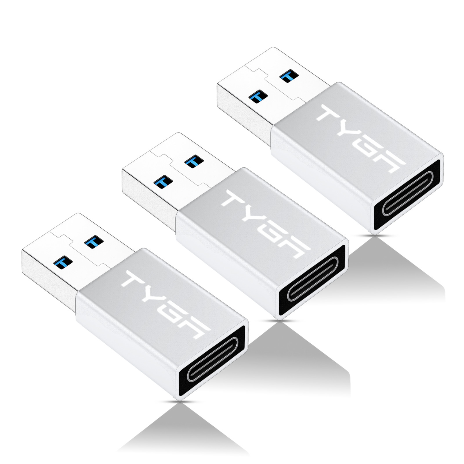 TYGA Store USB Type C Female to USB Type A Male Adapter 5Gbps 3.0/3.1 (3 Silver)