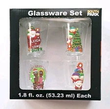 SOUTH PARK Christmas Shot Glass Set (4) 1.8 fl oz Cartman, Kyle, Stan, Kenny NIB