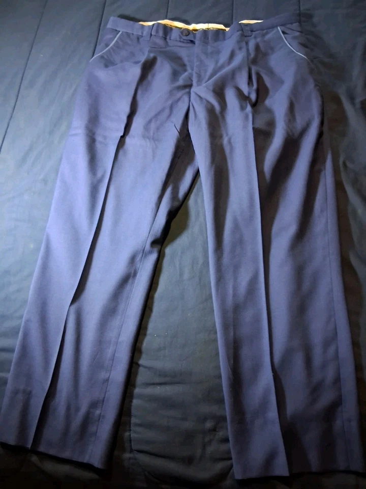 Traje de hombre vintage de seda plateada 2 piezas para caminar ocio 3X pantalón 44 tejido azul Foto 2 de 4