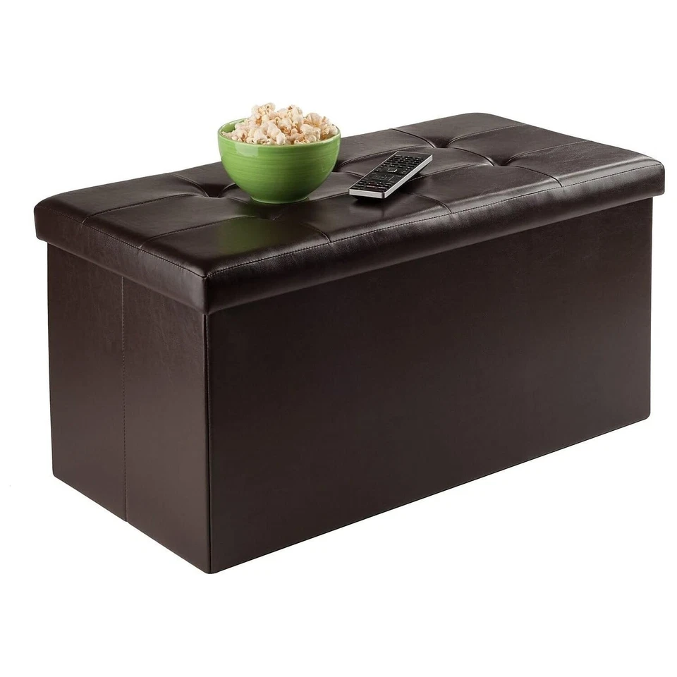 Otomana Ashford de madera con almacenamiento de cuero sintético Foto 4 de 4