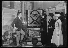 Photo:Grace Coolidge Textiles Display 1921-1924 Women with Woven Rug