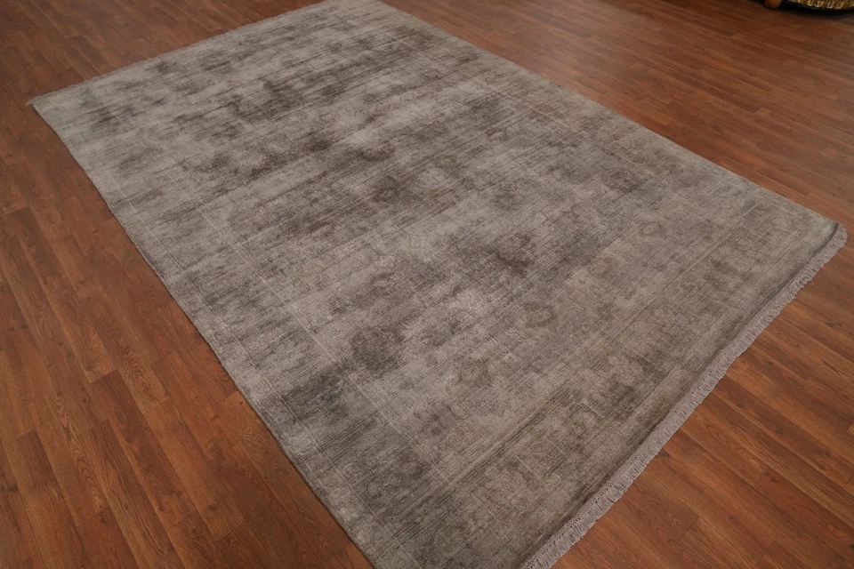 Handmade Transitional Silk Carpet Oushak Turkish Rug 7x10 Ft Living Room Rug - Image 4 of 4