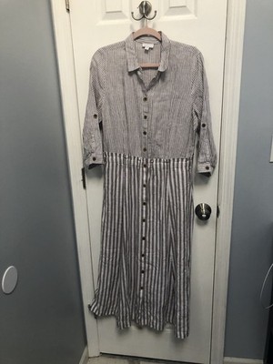 j jill striped linen dress J.Jill Love Linen Pastel Striped Linen Dress Size Small Petite