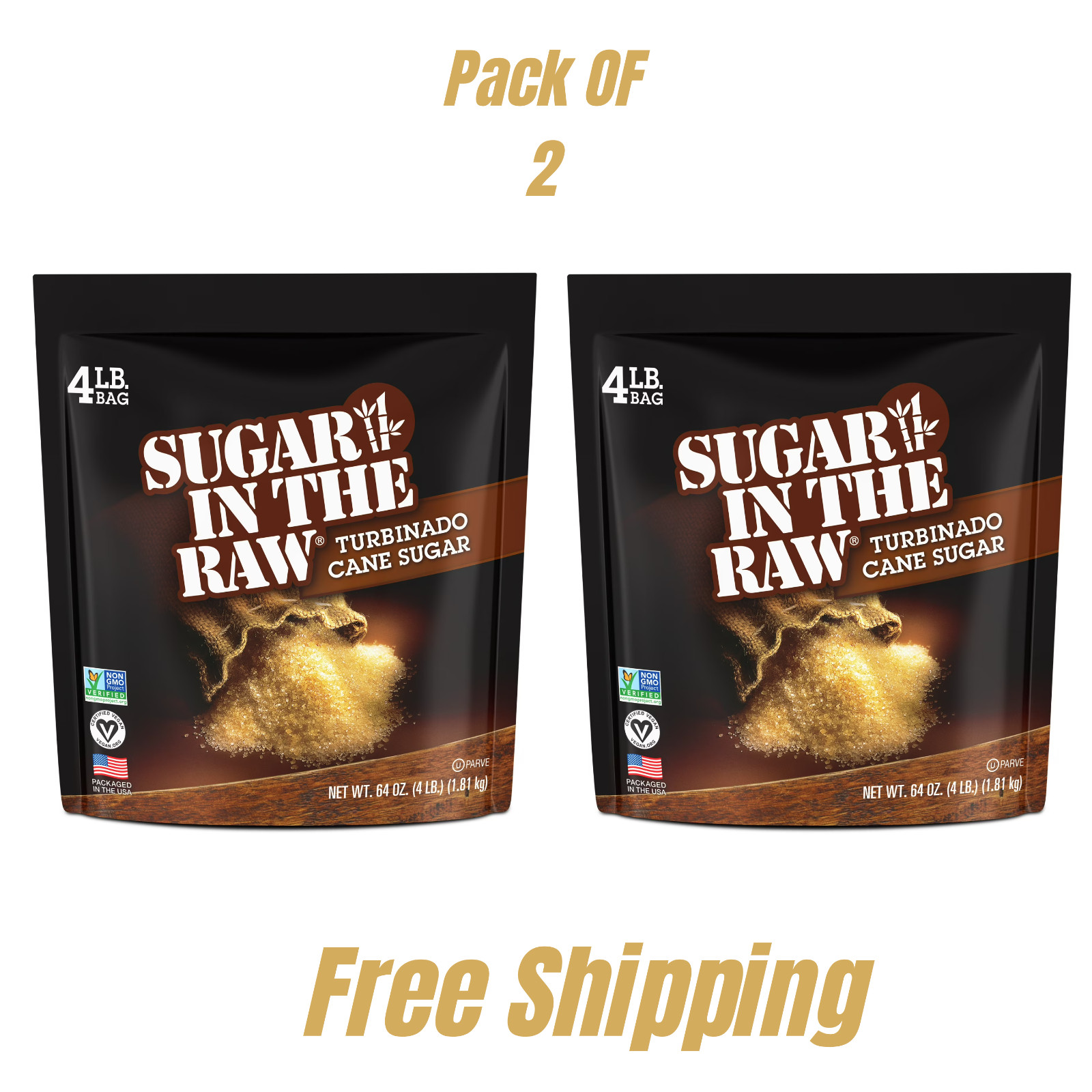 Sugar in the Raw Turbinado Cane Sugar, 64 oz Free Shipping NEW 2 Pack..