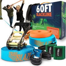 Complete Ninja Slackline Kit - 60ft Long Slack Line for Backyard for  Adults...