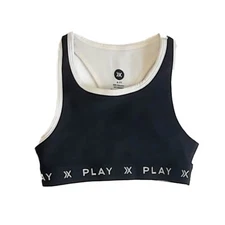 Play x Play Sports Bra Black Ribbed Top Kids Size 6-7 Years