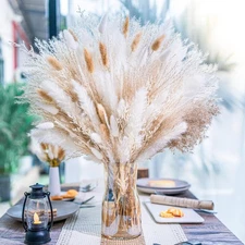 95 PCS Natural Pampas Grass Decor Bouquet | Boho 95PCS, Natural,beige,white 