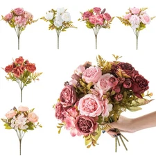 Lots Artificial Peony Flower Silk Fake Flowers Bulk for Home Wedding Decor