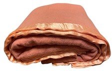 Vtg St Mary's Wool Blanket Satin Trim 1950's 70  X 76  Dusty Pink Twin Bed Size