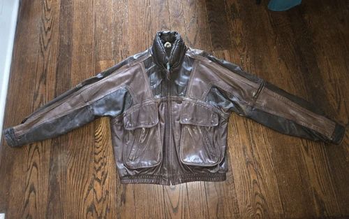 Vtg Aeropostale Compagnie Generale Leather Bomber Jacket Size 46 1980s 90s image 3
