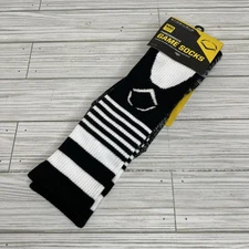 NEW EvoShield Throwback Game Socks Great For Baseball Softball Black White Med