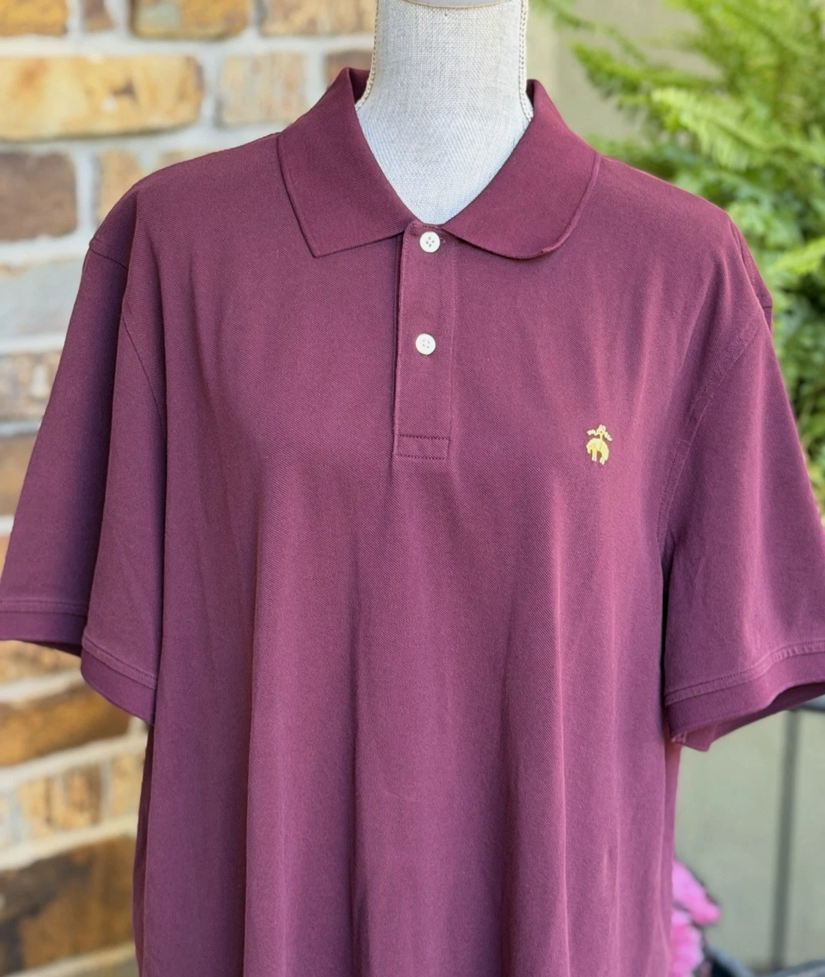 NWT Brooks Brothers Maroon Performance Polo Fleece Logo Original Fit 1818 2XL