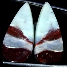 23.90Cts Natural Amazing Aqua Chalcedony Pair Pear Cabochon 13X28X4MM