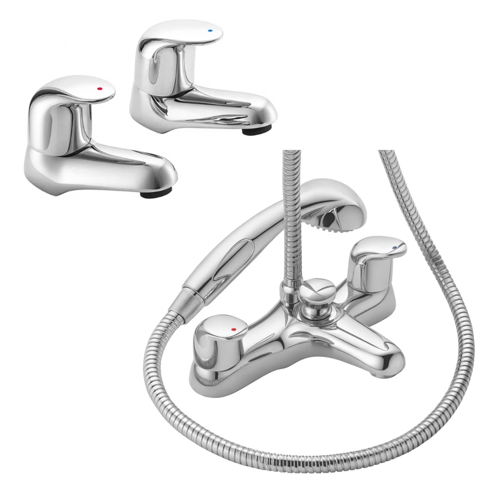 Clever Haze Basin Tap Pair & Bath Shower Mixer Set Chrome