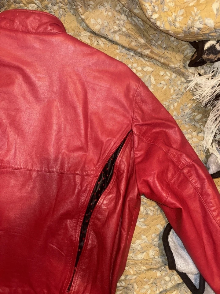 Chaqueta motera de cuero roja vintage años 80 HEIN GERICKE First Gear talla L Foto 4 de 4