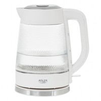Adler AD 1306 Glas-Wasserkocher 1,8 L, 2200 W, Led-Beleuchtung - Weiß