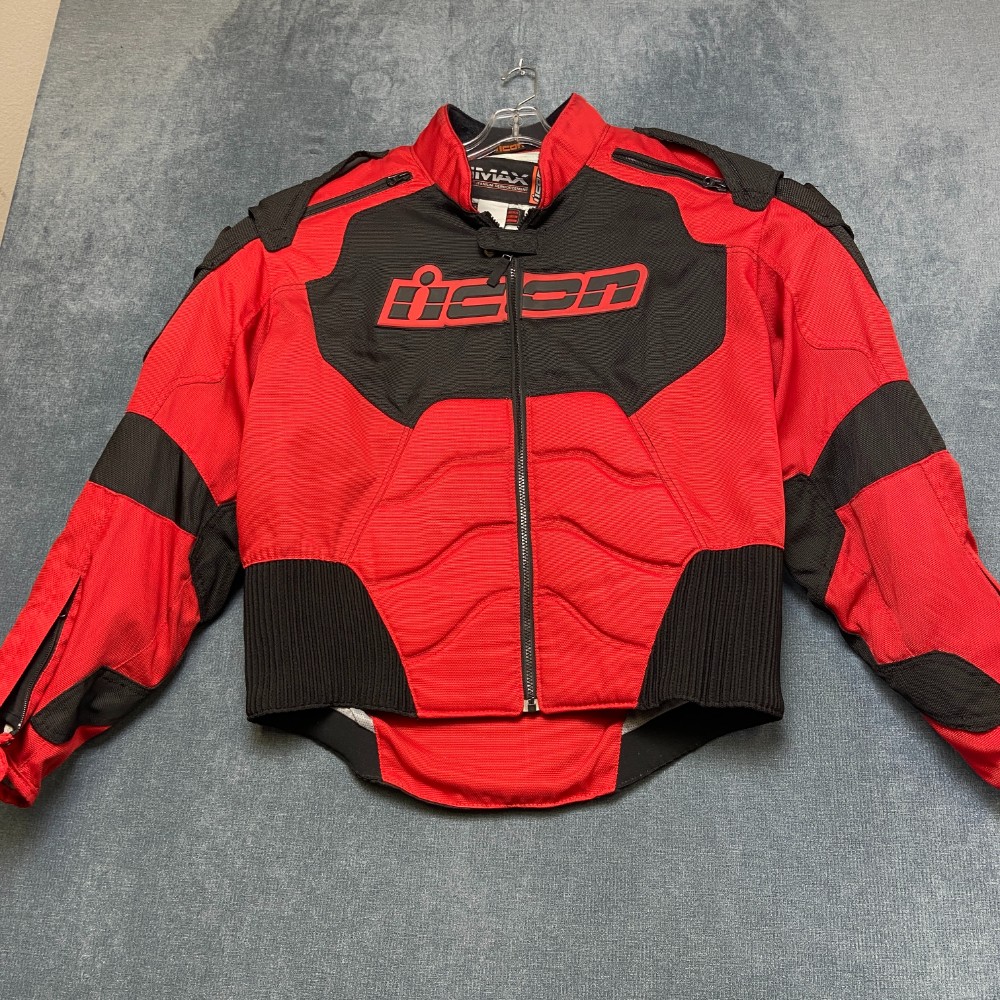 Icon Timax Motorcycle Jacket Men 2XL Red Black Titanium Heavily
