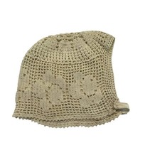 Vintage 1950s Crocheted Baby Bonnet Hat Cap Floral 0-3M