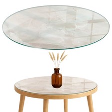 Glass Table Top Protector Topper for Kitchen Marble Pattern Texture Round 50cm