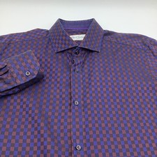 Robert Graham Mens Long Sleeve Button Up Shirt Checkered Size 16.5 42