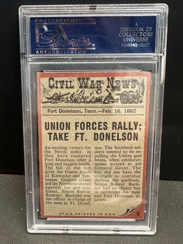 Pulled To Safety 1962 Civil War News Vintage Card #6 PSA 9 MINT (OC) Qualifier - Image 2 of 2