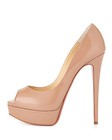 AUTH NEW WOMEN LOUBOUTIN NUDE LADY PEEP 150 PATENT PLATFORM PUMPS/HEELS US 9.5 — photo 3