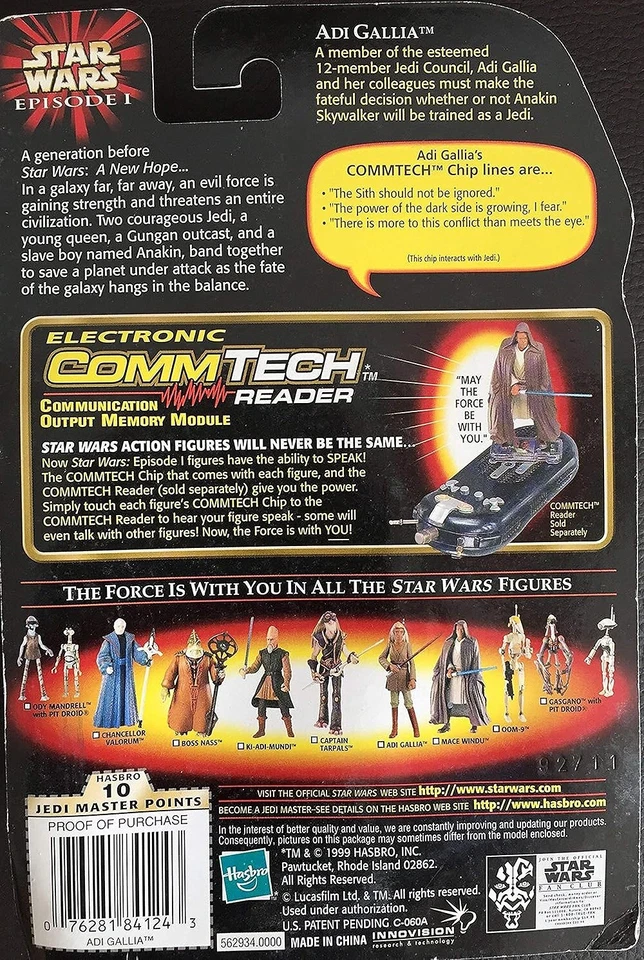 Star Wars, Episode 1 Phantom Menace, w/ CommTech Chip, Adi Gallia & Lightsaber - Image 2 of 2
