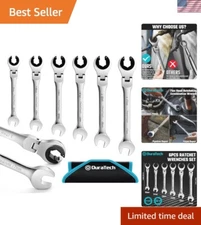 6-Piece Ratcheting Wrench Set with Open Flex-head, Metric Ratcheting Tubing W...