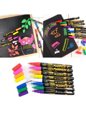 8Pcs Liquid Chalks Marker Fluorescent Highlighter Marker Pen Dry Erasable Pens