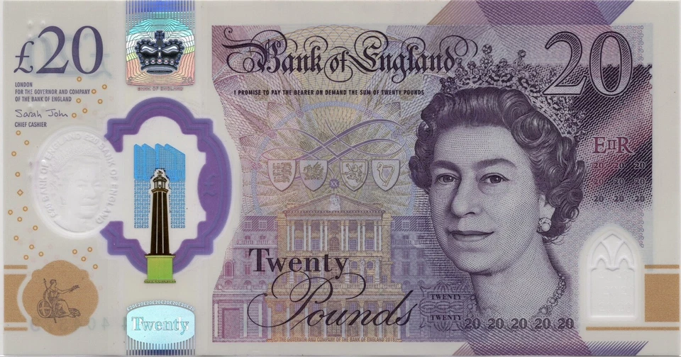 UK Great Britain British 20 pounds  2018 QEII Polymer Cir - Image 2 of 4