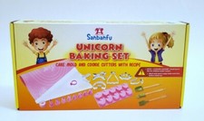 Unicorn Baking Set Cake Mold and Cookie Cutters With Recipes New Open Box